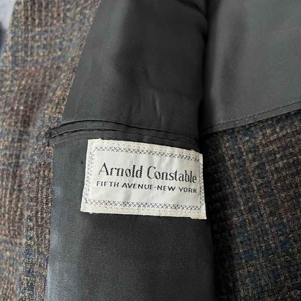 1950s Palm Beach Blazer Mens 39 Regular Brown Plaid Tweed Arnold Constable